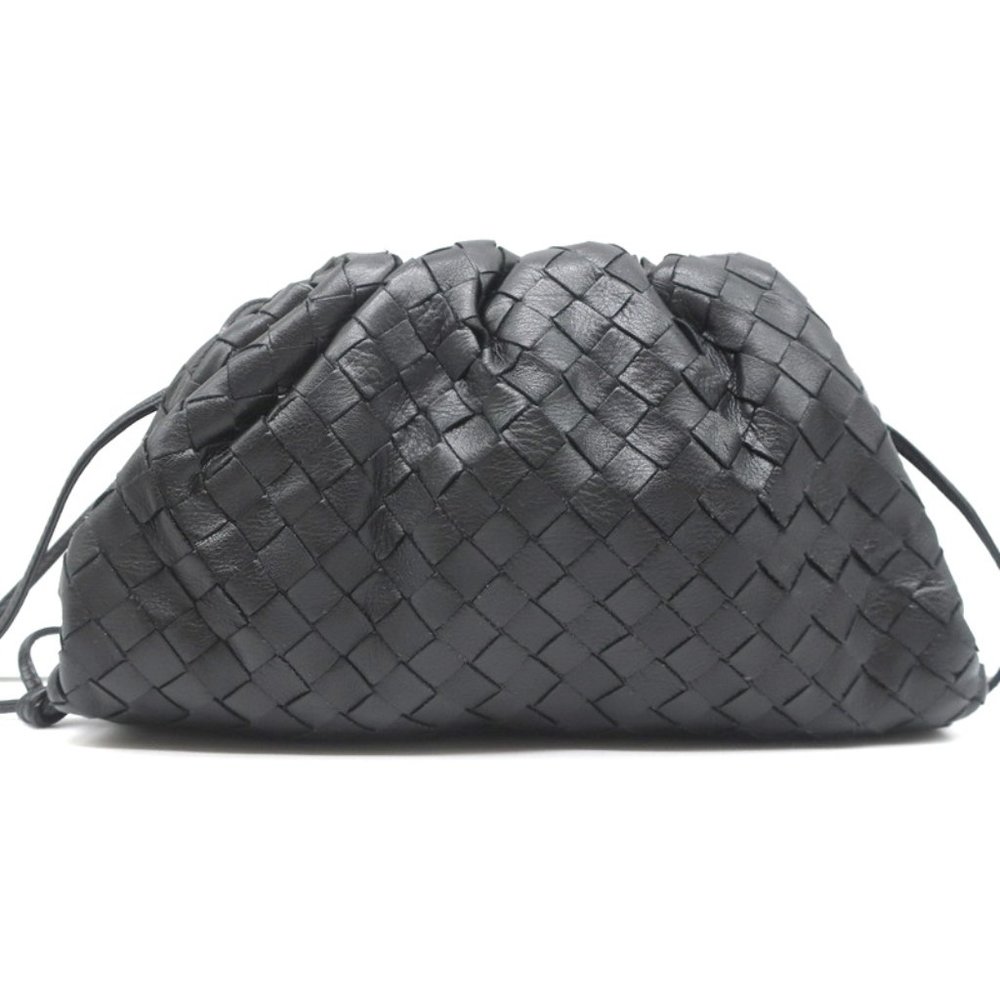 BOTTEGA VENETA MINI POUCH BLACK INTRECCIATO LEATHER CROSSBODY BAG - Picture 5 of 11